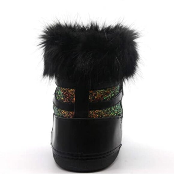 POLAR SNOW ANGEL LACE UP FUR MOON BOOTS-BLACK  ( BRAND NEW !!!) - Picture 4 of 8